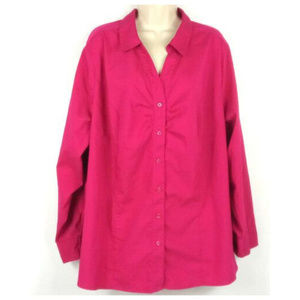Lane Bryant Size 28 Hot Pink Button Down Blouse
